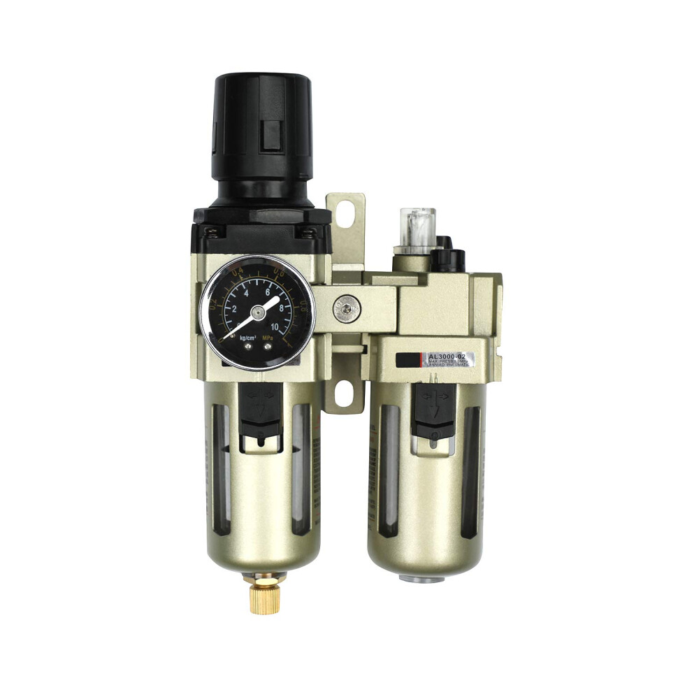 3/8 Npt Air Filter Regulator Lubricator With Gauge, Flow Frl Combo For Industrial Air Compressor 9199774119320