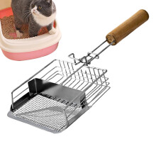 Cat Litter Scoop Wooden Handle Metal Shovel With Hook Indoor Kitten Cleaning Travel Pet Supplies