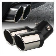 Stainless Steel Dual Exhaust Tip Chrome Car Muffler Tail Pipe Silver Bent Universal Fit