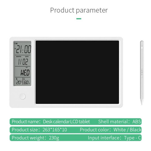 Multi-Function Electronic Calendar Desktop Calendar LCD Handwriting Board Office Memo Desktop Ornament Calendar,White 2