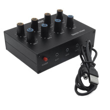 AU-404 Mixer Audio Stereo con Quattro Uscite Multi Ingresso Mixer Audio a Doppio Canale per Musica Quattro in Quattro Uscite