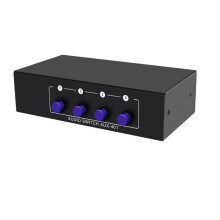 RCA AUX Audio Switcher 4 in 1 Out Stereo Audio Selector 4X1 3,5 mm Aux L/R RCA Audio Box Analog Audio Selector, A