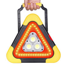 Car Tripod Warning Sign Solar Emergency Lights Triangle Waterproof, Solar Charging, 3Pos Adjust Roadside Assistance