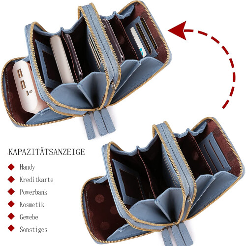 Τσάντα Crossbody για γυναίκες με πολλαπλές υποδοχές καρτών, τσάντα κινητού τηλεφώνου 2