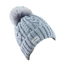 Pompom Beanie for Women, Stretchy and Elastic Warm Hat with Fleece Lined Thermal Knit, Thick Cable Knit Design for Cold Weather, Stylish Beanie with