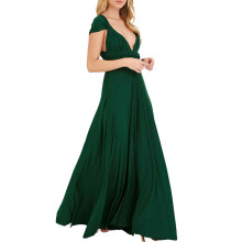 Abito a fascia da donna, abito lungo convertibile con chiusura a portafoglio multiuso e design all'americana, abito senza schienale in tessuto