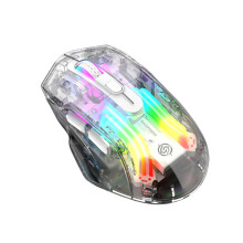 Gamingmuis met RGB-achtergrondverlichting en transparant mechanisch ontwerp, ergonomische muis voor comfortabel gebruik op de laptop, drievoudige