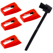 4 Stuks Platenspeler Naalden Draaitafel Stylus Vervangende Stylus met Schonere Borstel voor Vinyl Platenspeler Fonograaf