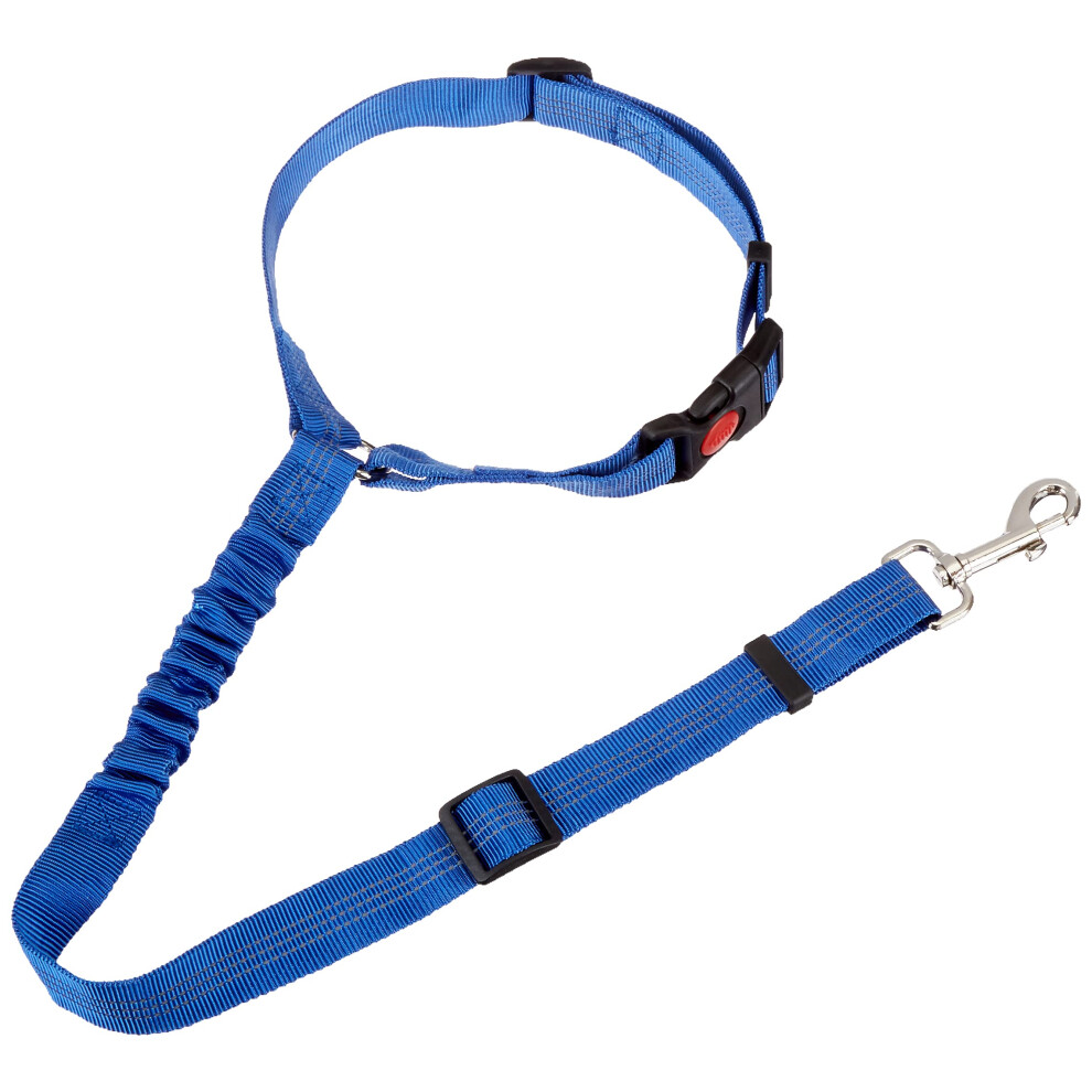 Adjustable Dog Seat Belt For Car Headrest With Retractable Leash, Pet Safety Harness Blue 9199774120074