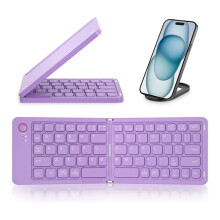 Clavier Sans Fil Pliable (Synchronisation Jusqu'Ă 3 Appareils), Clavier Pliable Portable pour Android Windows, Violet