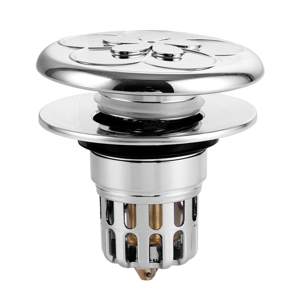 Universal Brass Pop Up Bathroom Sink Drain Stopper With Hair Catcher 3440Mm Silver 9187378456453