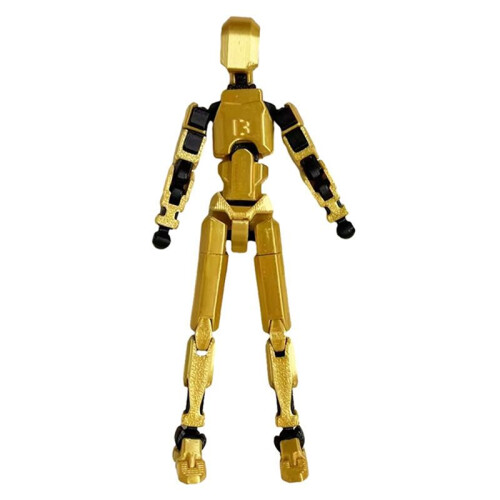 Multi-Jointed Movable Robot 3D Printed Mannequin Dummy Action Figures Game Kid Adult Decompression Tools,Golden 1