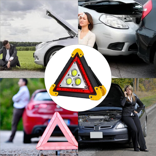 LED Warning Triangle Rechargeable Folding Emergency Light with  Visibility COB for Roadside Safety 2