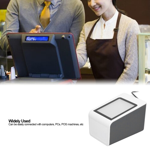 USB Barcode Scanner with Voice Prompts, Hands-Free, 15cm/S, White/Gray 2