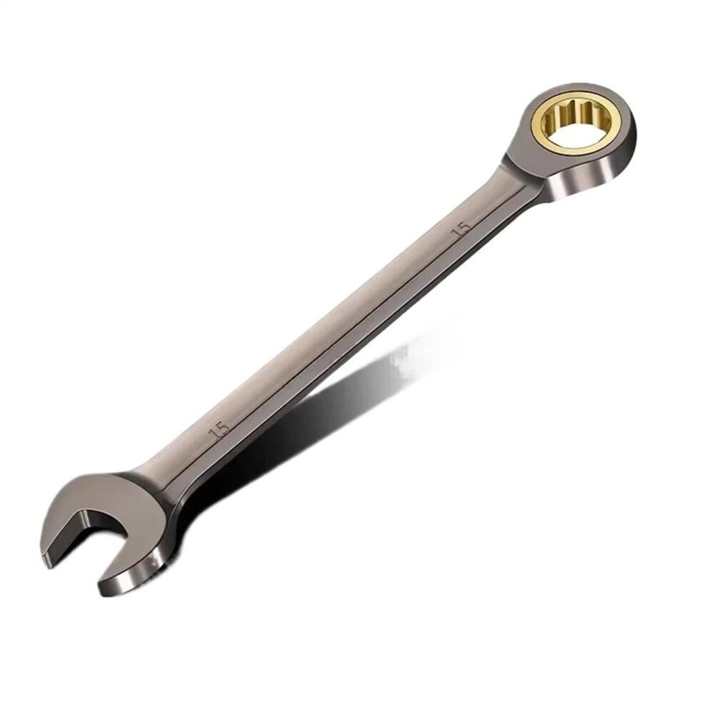 Flexible 15Mm Golden Ratchet Wrench Max Torque Design For Car And Metric Spanner Set 9382693300720