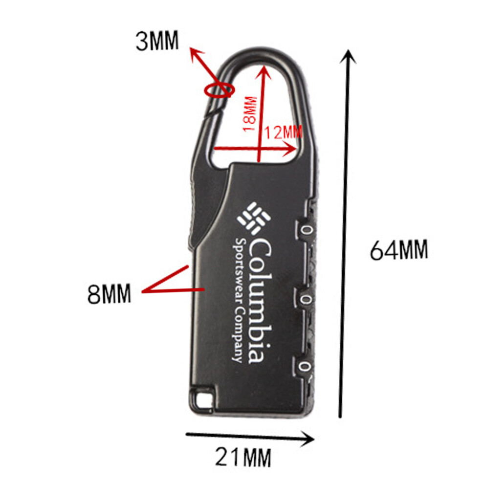 3-Digit Zinc Alloy Padlock For Suitcase Drawer Toolbox Black 9481375866537