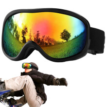 Snow Sports Goggles, Double Layer Eye Protection, Winter Glasses, Black Frame, Dirt Bike Ski Snowboard Cycling