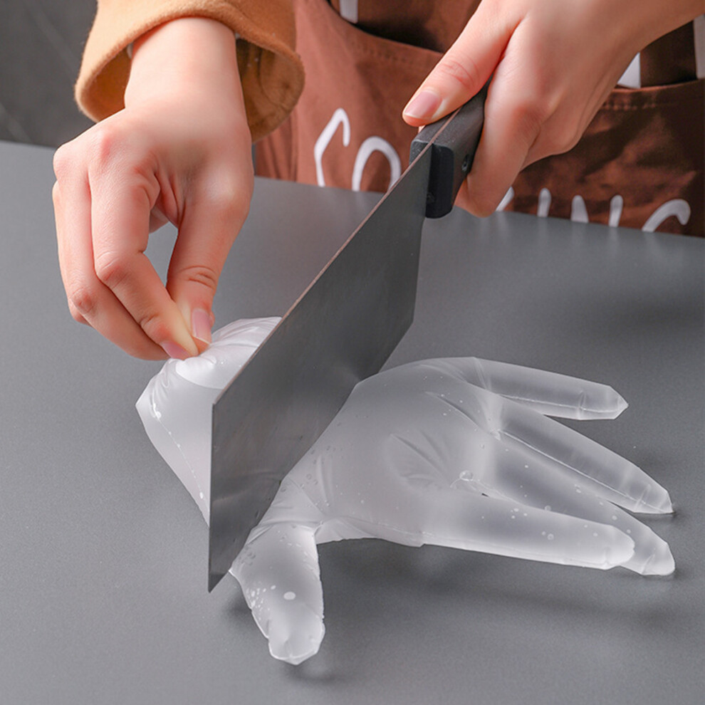100Pcs Thicken Transparent Tpe Disposable Food Gloves For Kitchen & Cooking 7891382257112