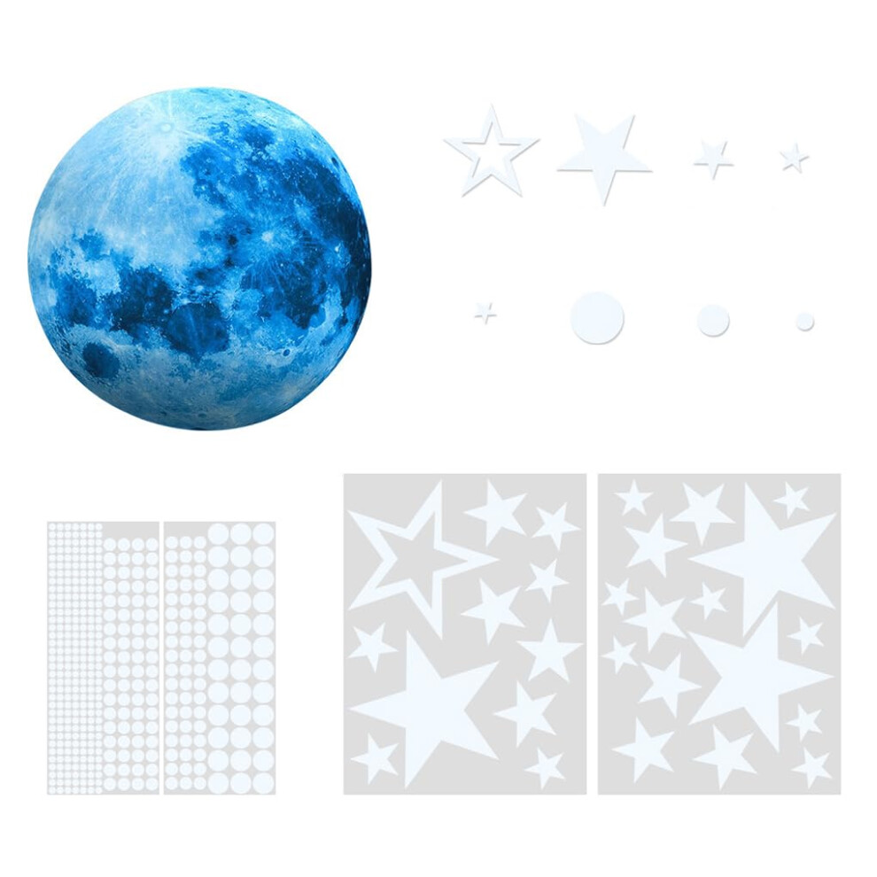 435Pcs Glow In The Moon And Stars Stickers Planet Theme Luminous Wall Decals For Kids Room Dark