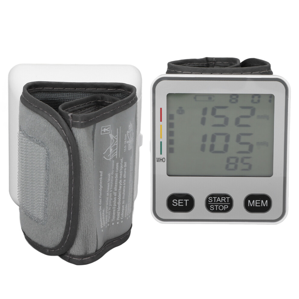 White Automatic Lcd Blood Pressure Monitor Wrist Sphygmomanometer