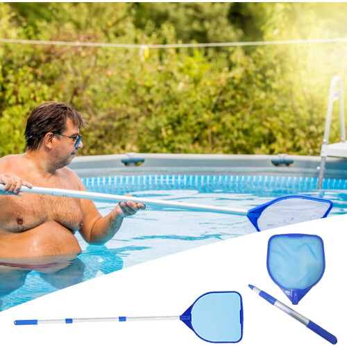 Pool Skimmer Net with Adjustable Telescopic Aluminum Pole for Quick Leaf and Debris Removal 2