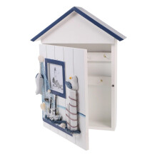 Key Cabinet Wood Box Wall Mounted Key Holder SpaceSaving Storage Organizer For Home Office 29.5x18x5.3 cm Random Color