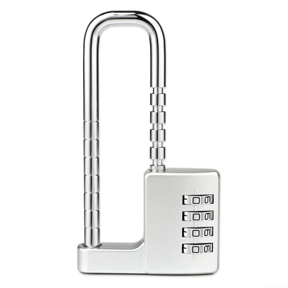 Silver Adjustable Cabinet Combination Padlock 4Digit Code Thickened Zinc Alloy Lock 3.9Inch Shackle For School Gym Cabinets