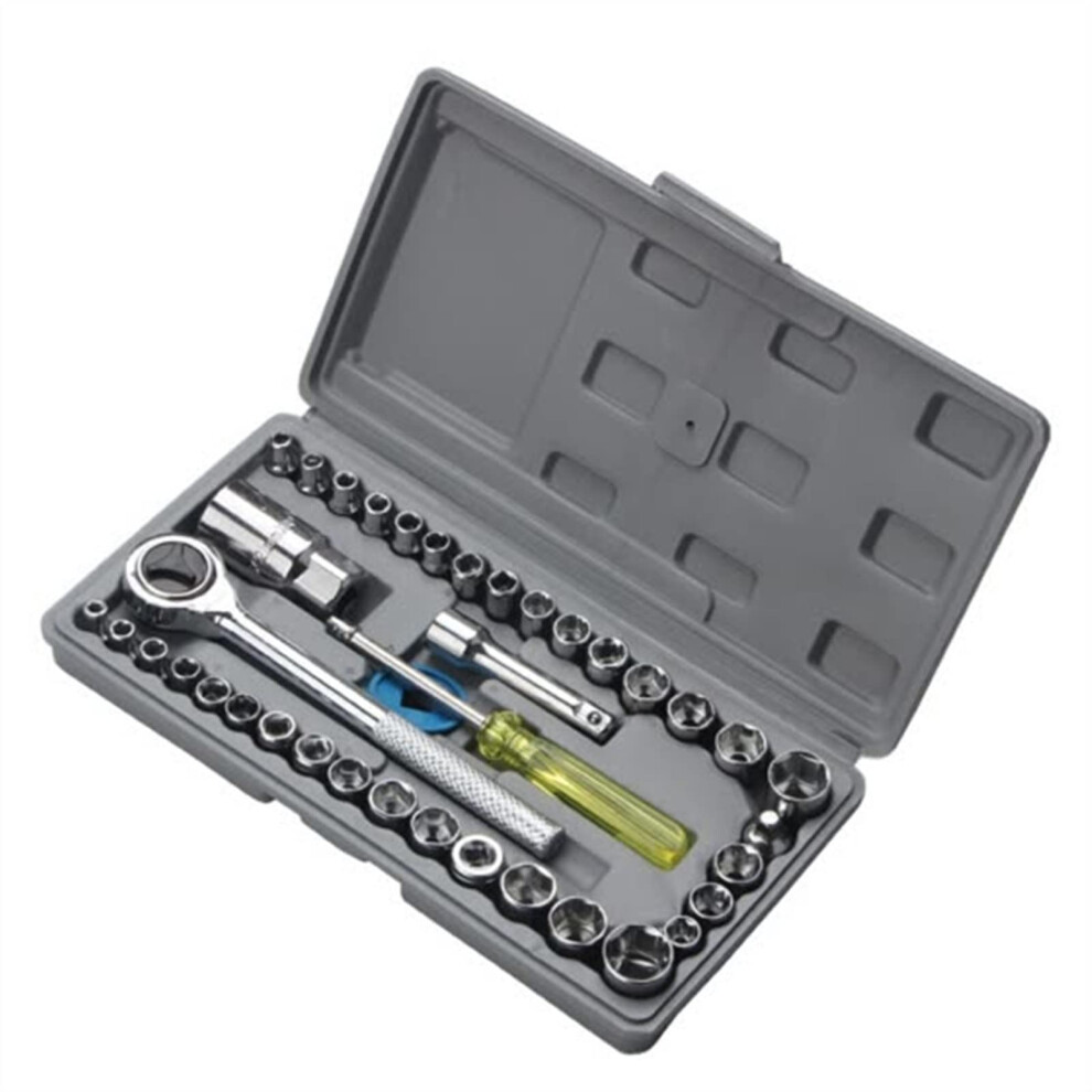 40Pcs Socket Wrench Set With Ratchet Spanners, Multifunction Car And Motorcycle Kit 9382693302243