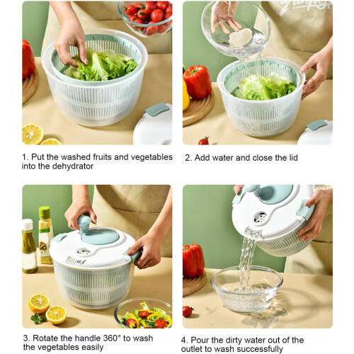 Large Capacity Salad Spinner with DoubleLayer Mesh Basket for Fast Drying Lettuce and Veggies 2