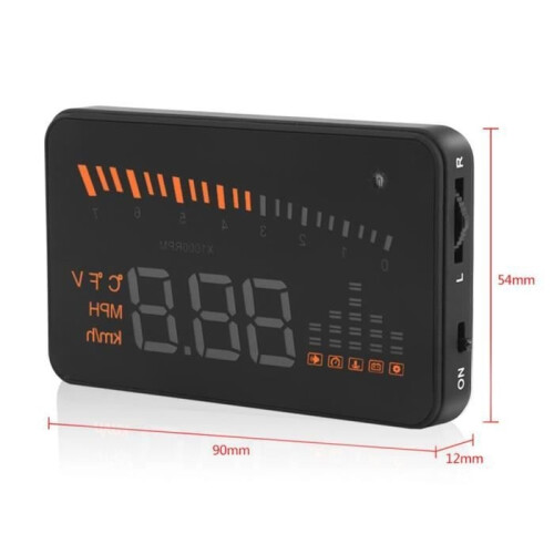 X5 HUD Alarm 3" Head Up Display Warning System Windshield Speed Display Kit -LAV 2