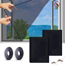 2 Stück Moskitonetz Fenster, 130 x 150 cm Insektenschutznetz Moskitonetz für Fenster gegen Insekten mit 2 Bändern