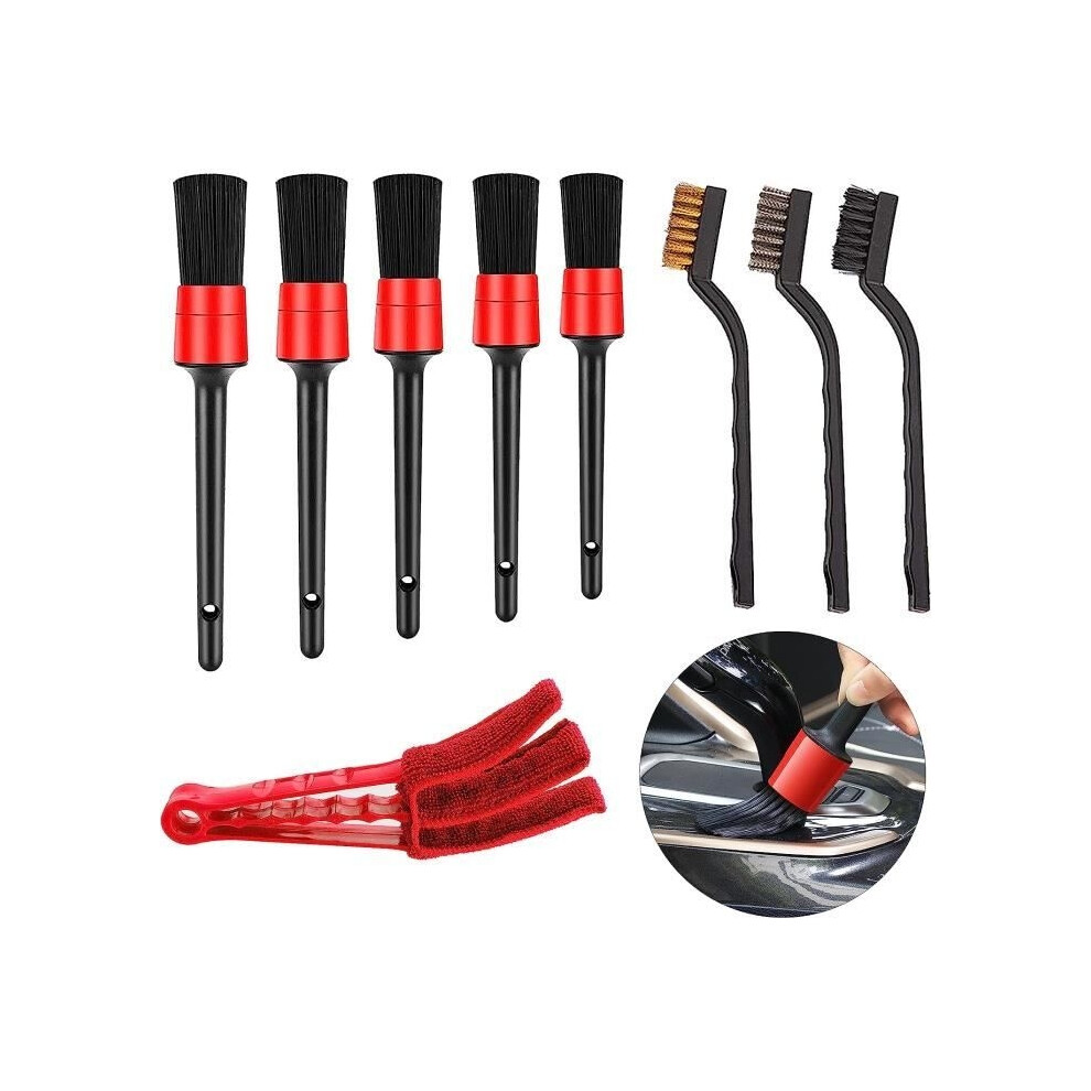 9Pcs Car Cleaning Brush Kit, Auto Detailing Brush, Brush For Car Motorcycle Wheels Cleaning, Rim Brush, Detailing Brush 8581600653251