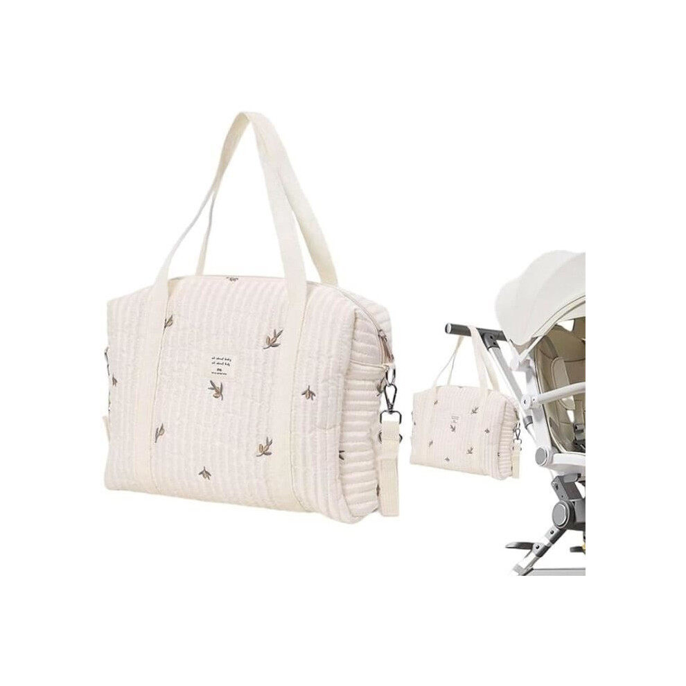 Portable Baby Diaper Bags Embroidered Nappy Bag Tote Large Capacity Cotton Diaper Shoulder Bag Maternity Bag Aihontai