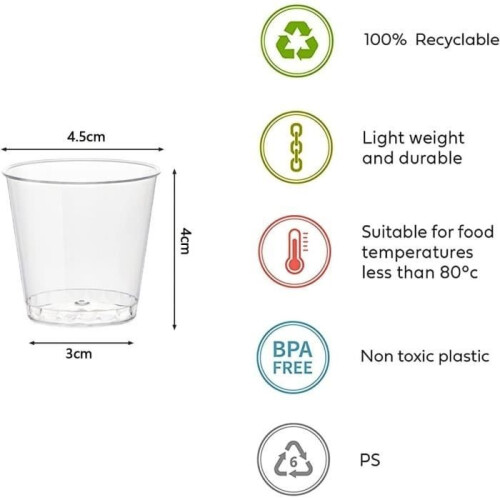 Shot Glasses - Plastic - 30 ml - Reusable - 100 pieces - Transparent 1