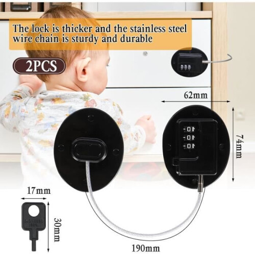2Pcs Refrigerator Lock with Code, Fridge Padlock, Fridge Door Lock, Fridge Lock, for Refrigerator, Doors and Drawers, Windows 1