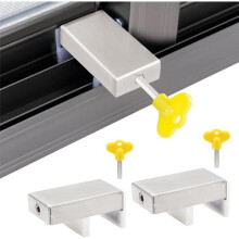 2Pcs Sliding Window Lock with Key Sliding Door Locks Adjustable Sliding Door Block Window Stopper