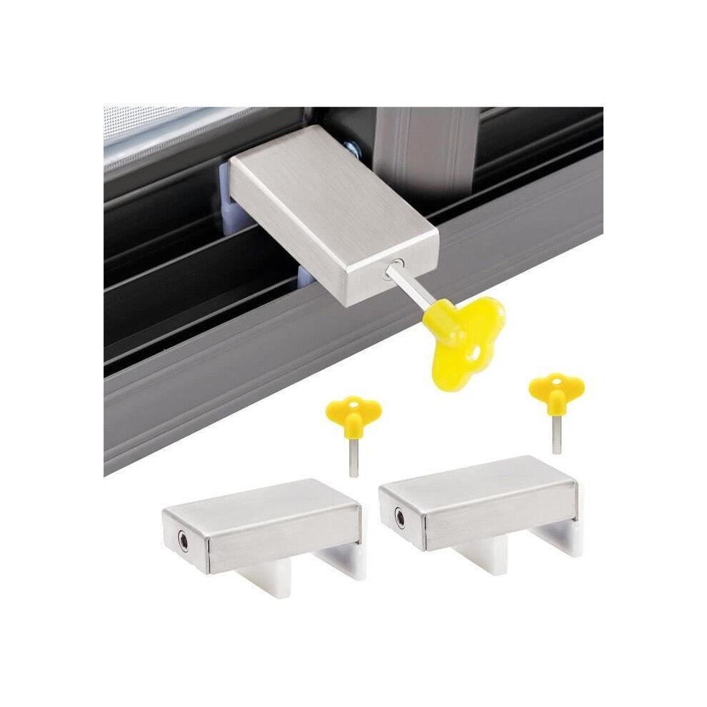 2Pcs Sliding Window Lock With Key Sliding Door Locks Adjustable Sliding Door Block Window Stopper 8581600654531