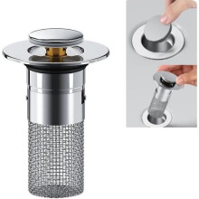Stainless Steel Sink Plug Bathtub Plug with Anti-Blocked Strainer Sink Drain Plug with Hair Strainer Filter