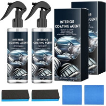 Car interior cleaner and air freshener, car interior cleaning kit, microbiological plastic air freshener