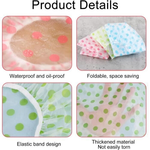 Shower Cap Elastic Bathing Cap Reusable Hat with Elastic Bands (6 PCS, 2 Green2 Blue2 Pink) 1