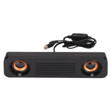 Draagbare USB-luidspreker, bedrade luidspreker met HIFI-geluidskwaliteit en platte onderkant, 3,5 mm-aansluiting, 360 stereo subwoofer voor laptop,