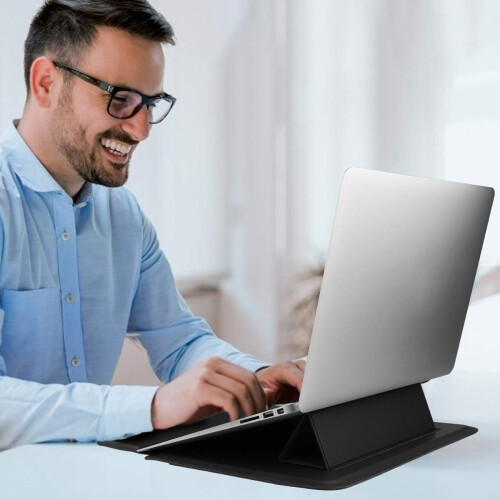 Capa universal para laptops de 15 a 16 polegadas, com fecho magnético e design leve, compatível com MacBook, Dell, Lenovo, HP e Samsung. 1