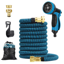 Expandable Garden Hose with Brass Fittings, 10Mode Spray Nozzle for Garden and Car Washing