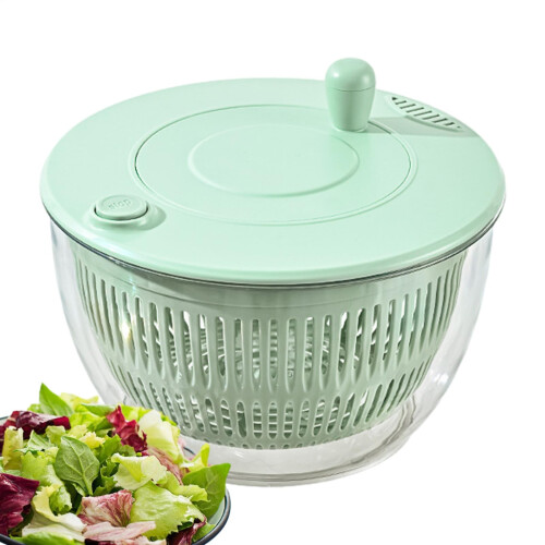 Large Capacity Salad Spinner with Pump Action and Quick Stop Button, Transparent Vegetable Dryer