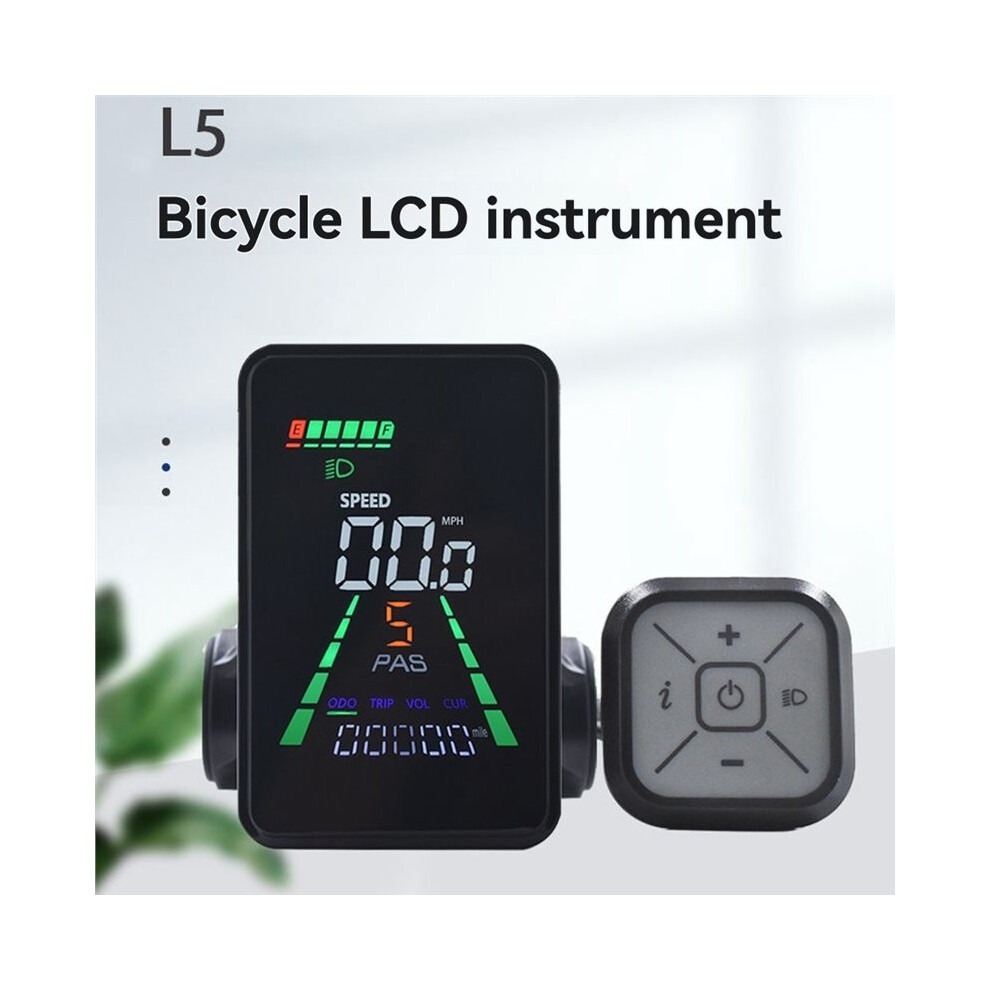 L5 Mountain E-Bike Lcd Display Meter 24V/36V/48V/60V Uart Type C Electric Scooter Lcd Meter Speedometer 5Pin Black 6033008244392