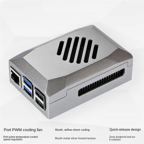 For Raspberry Pi 5Th Generation ABS Shell, Cooling Protective Shell with PWM Speed-Adjustable Fan for Cooling 1