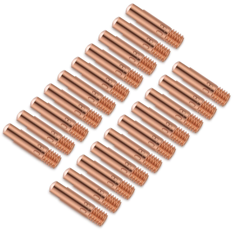 Red 20Pcs 0.8Mm Copper Mig Welding Contact Tips For Miller Hobart, Gasless Welder Nozzle, Long Life