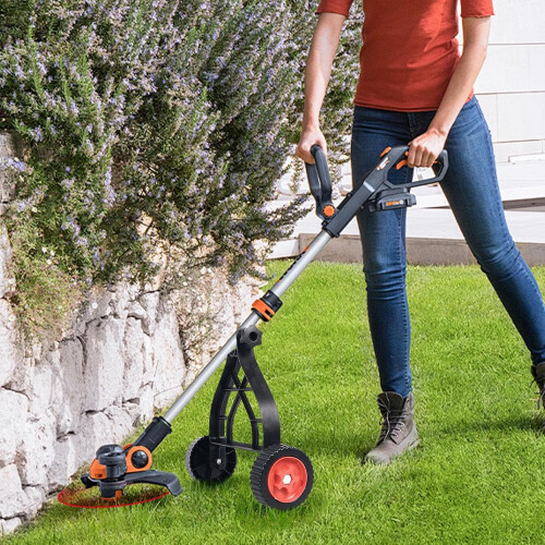 String Trimmer Wheels Adjustable Height Lawn Edger Wheel Set with Triangular Stability Structure 1
