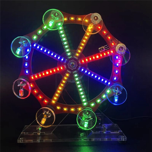 DIY Electronic Kit LED Rotating Skyscraper Wheel Flashing Soldering Project Practice Kit 10 Kinds Flashing Mode Remote 2