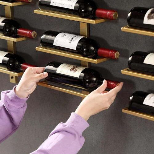 Wall Mounted 12 Bottle Wine Rack, Durable Metal Storage Display for Kitchen, Bar, Bronze 2